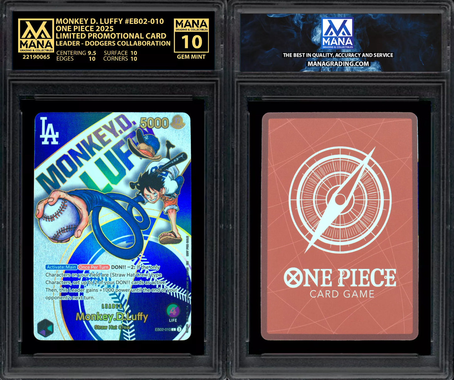 ONE PIECE MONKEY D. LUFFY #EB02-010 LIMITED PROMOTIONAL CARD MANA 10