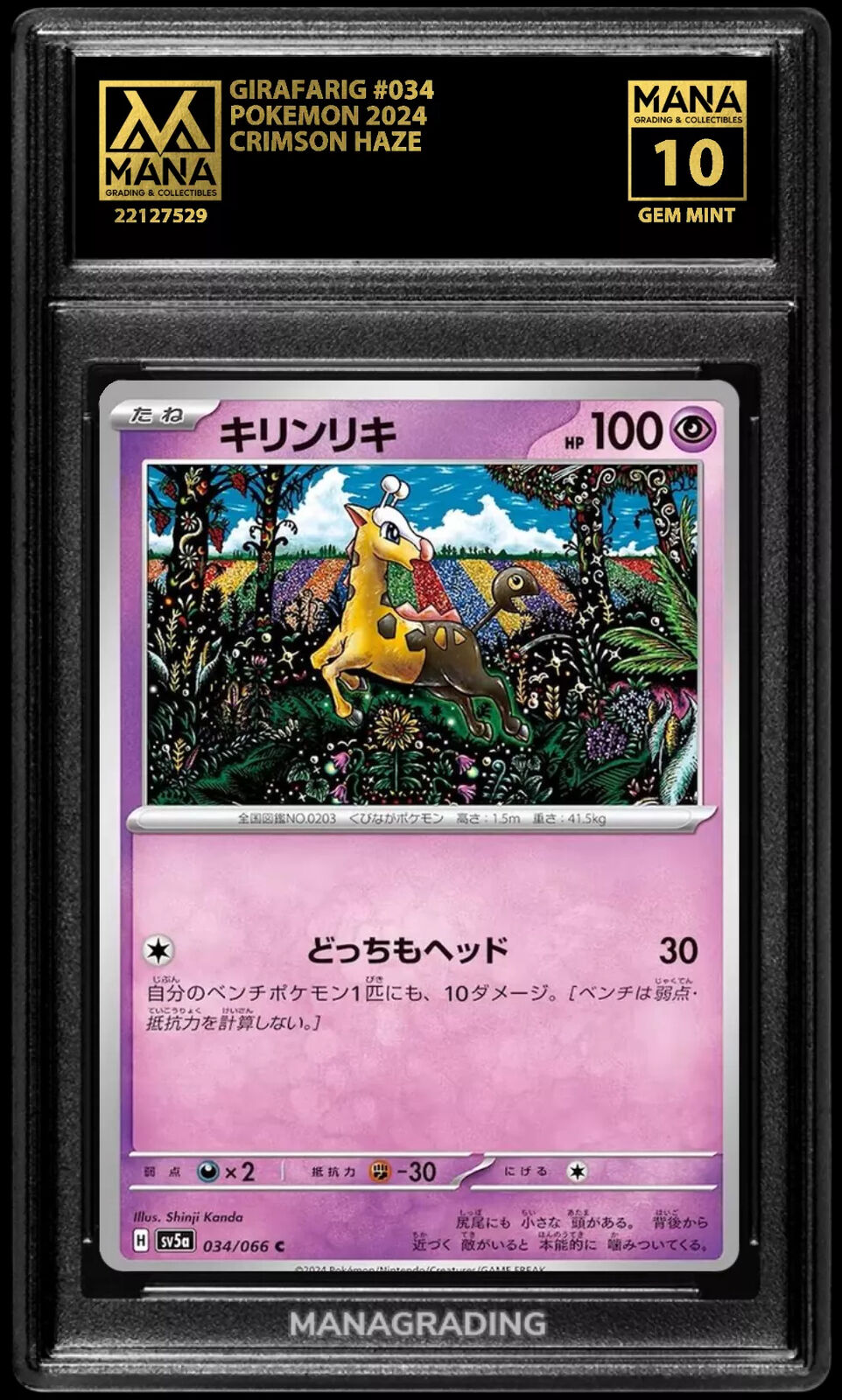 Pokemon GIRAFARIG #034 CRIMSON HAZE MANA 10 GEM MINT
